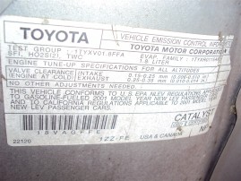 2001 TOYOTA COROLLA CE, 1.8L AUTO 3SPD, COLOR SILVER, STK Z15885